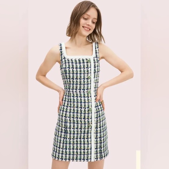 slim fit dress slacks Ask You Out Emerald Green Tweed 3/4 Sleeve Dress, Small - The Mint Julep Boutique main image 1